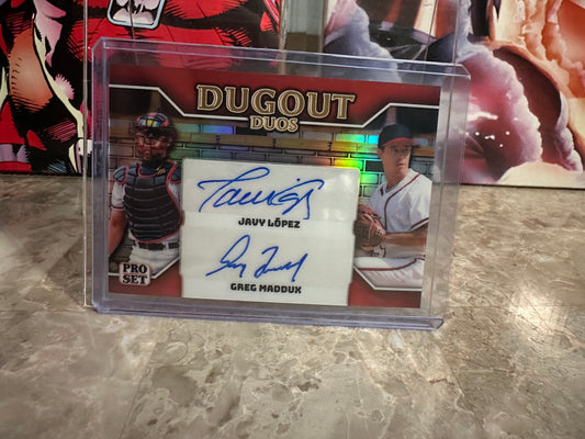 Greg Maddux Javy Lopez 2026 Pro Set Dual AUTO /5 Atlanta Dugout Duos