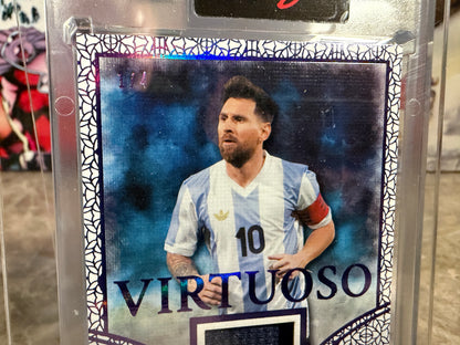 Lionel Messi 2026 Leaf Art of Sport Virtuoso Patch Purple 1/4 Bookend