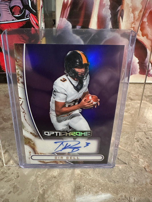 2026 Leaf Optichrome Football Dia Bell Base Autograph Purple Prismatic /7