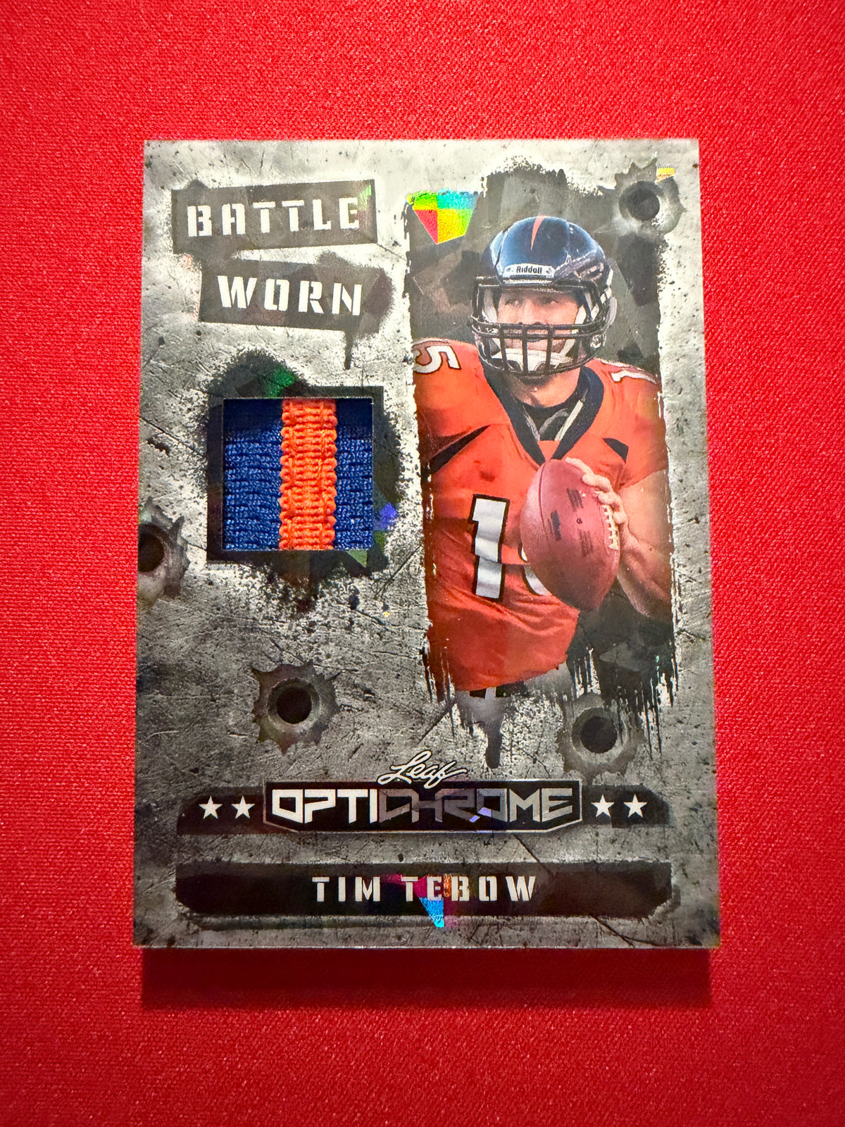2026 Leaf Optichrome Football Tim Tebow Battle Worn Game-Used Patch 1/1