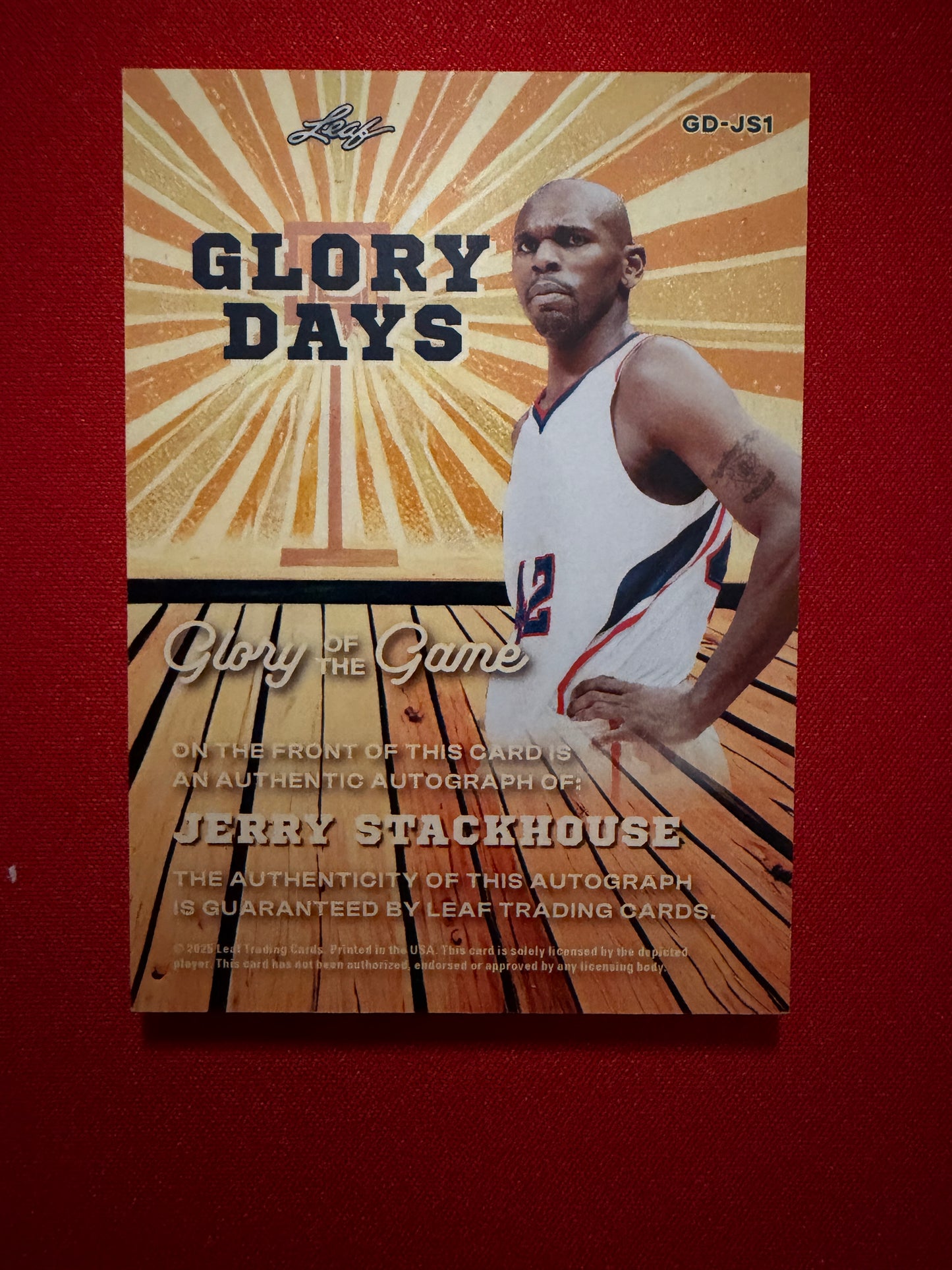 2025 Leaf Glory of the Game Jerry Stackhouse Glory Days Silver Auto /40