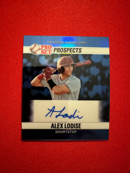 Alex Lodise 2026 Leaf Pro Set 1990 Mini Blue Prismatic 1/1 Autograph