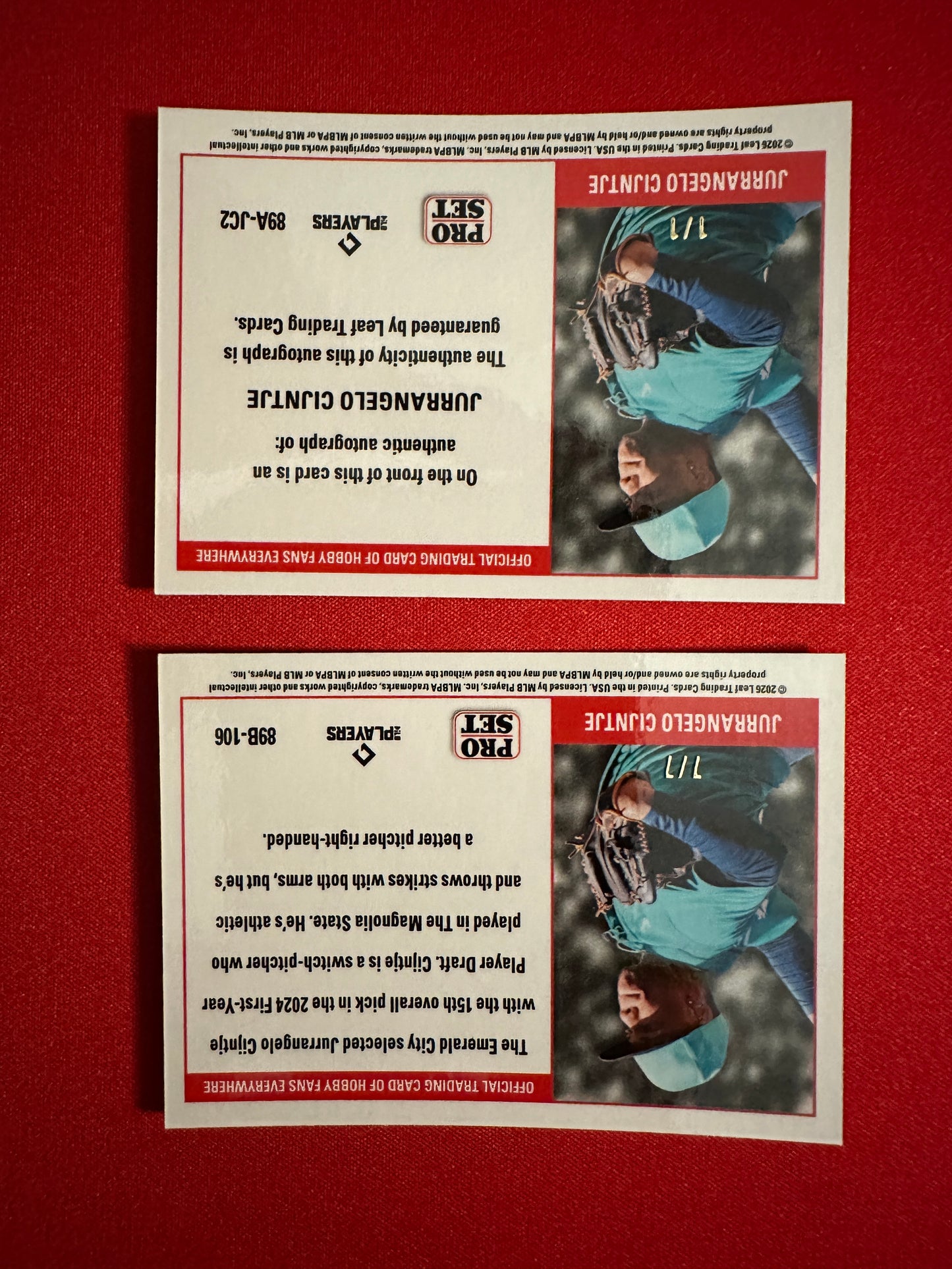 2026 Pro Set Jurrangelo Cijntje 1989 Lazer Auto 1/1 & Purple Prismatic 7/7 Lot