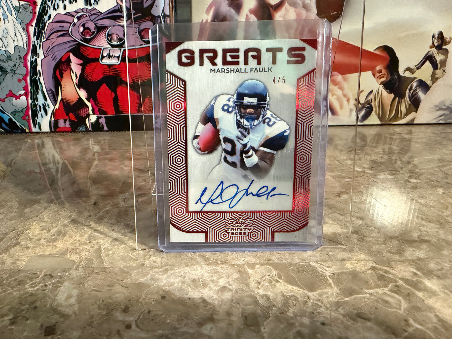 Marshall Faulk 2026 Leaf Trinity Football Greats Auto Red /5