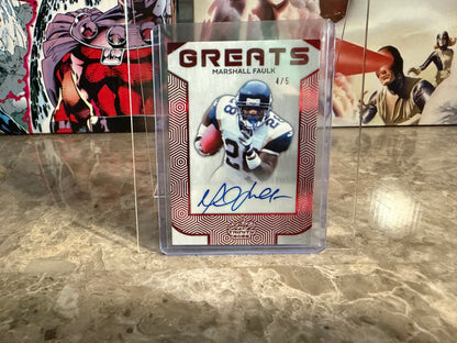 Marshall Faulk 2026 Leaf Trinity Football Greats Auto Red /5