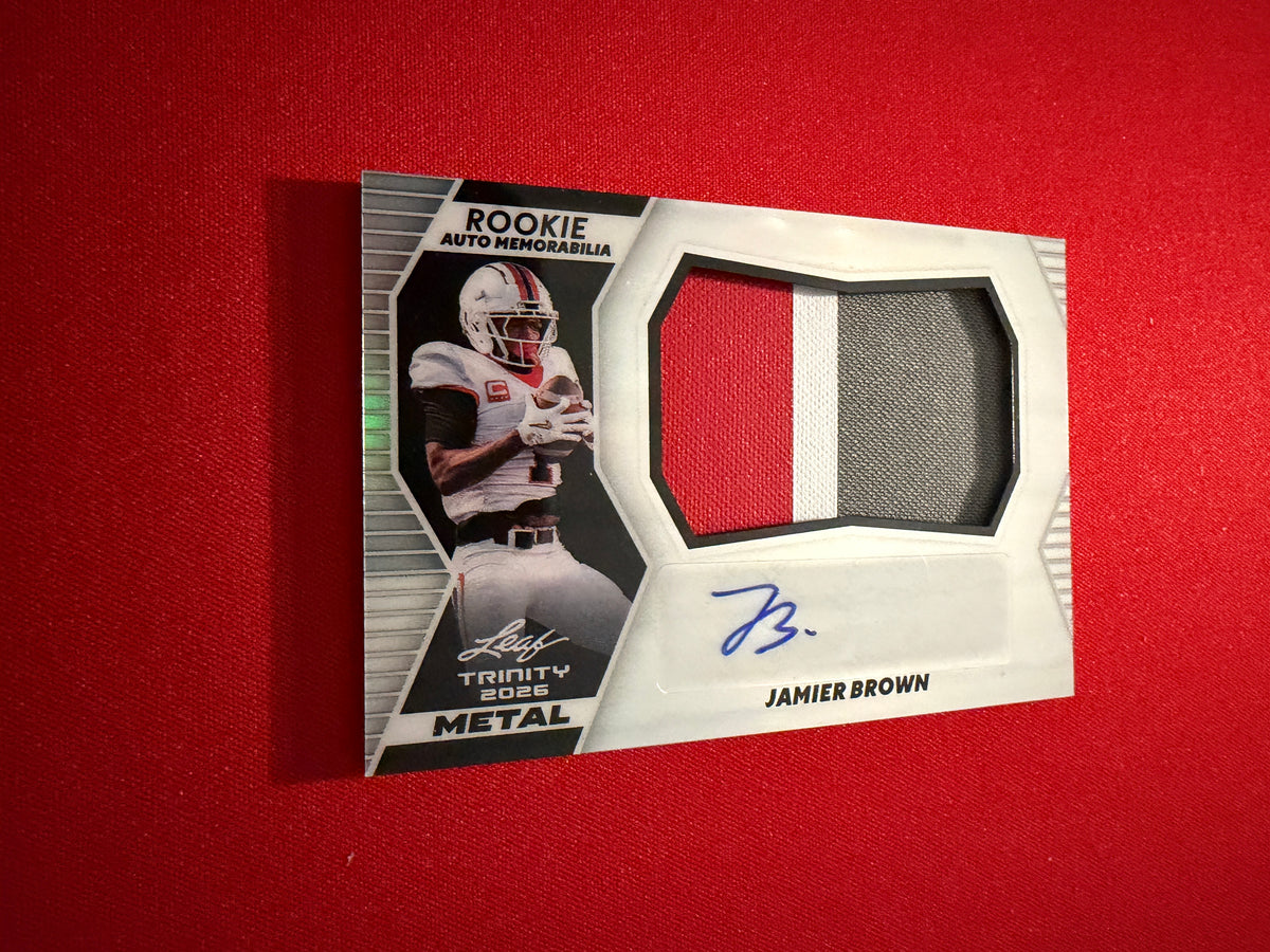 Jamier Brown 2026 Leaf Trinity Football Rookie Auto Memorabilia Metal Patch /15
