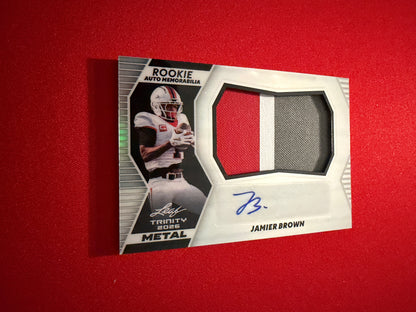 Jamier Brown 2026 Leaf Trinity Football Rookie Auto Memorabilia Metal Patch /15