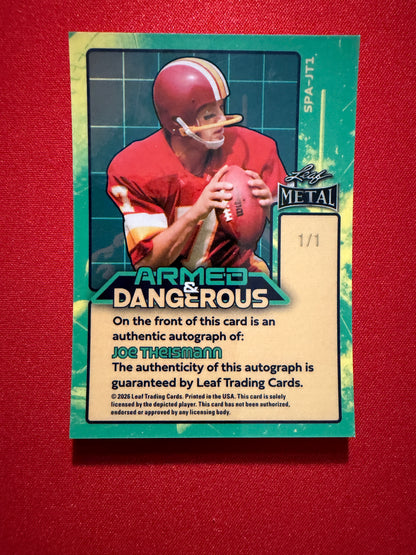 2026 Leaf Metal Joe Theismann Auto Armed & Dangerous Gold Super Prismatic 1/1