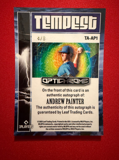 Andrew Painter 2025 Leaf Optichrome Baseball Tempest Auto Pink Lazer /8