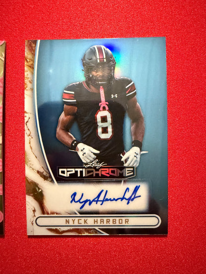 Nyck Harbor 2026 Leaf Optichrome Peace Super Gold Prismatic 1/1 2-Card Auto Lot