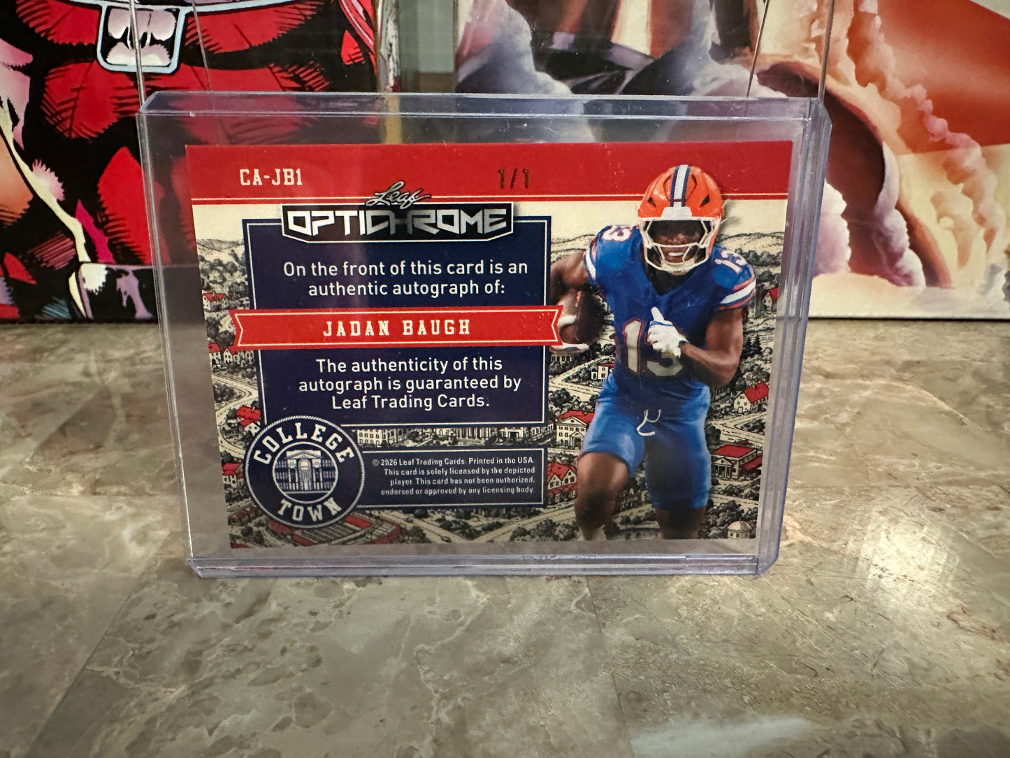 2026 Leaf Optichrome Football Jadan Baugh College Town Green Crystal Auto 1/1