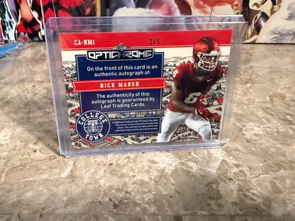 Nick Marsh 2026 Leaf Optichrome Football College Town Blue Prismatic /5