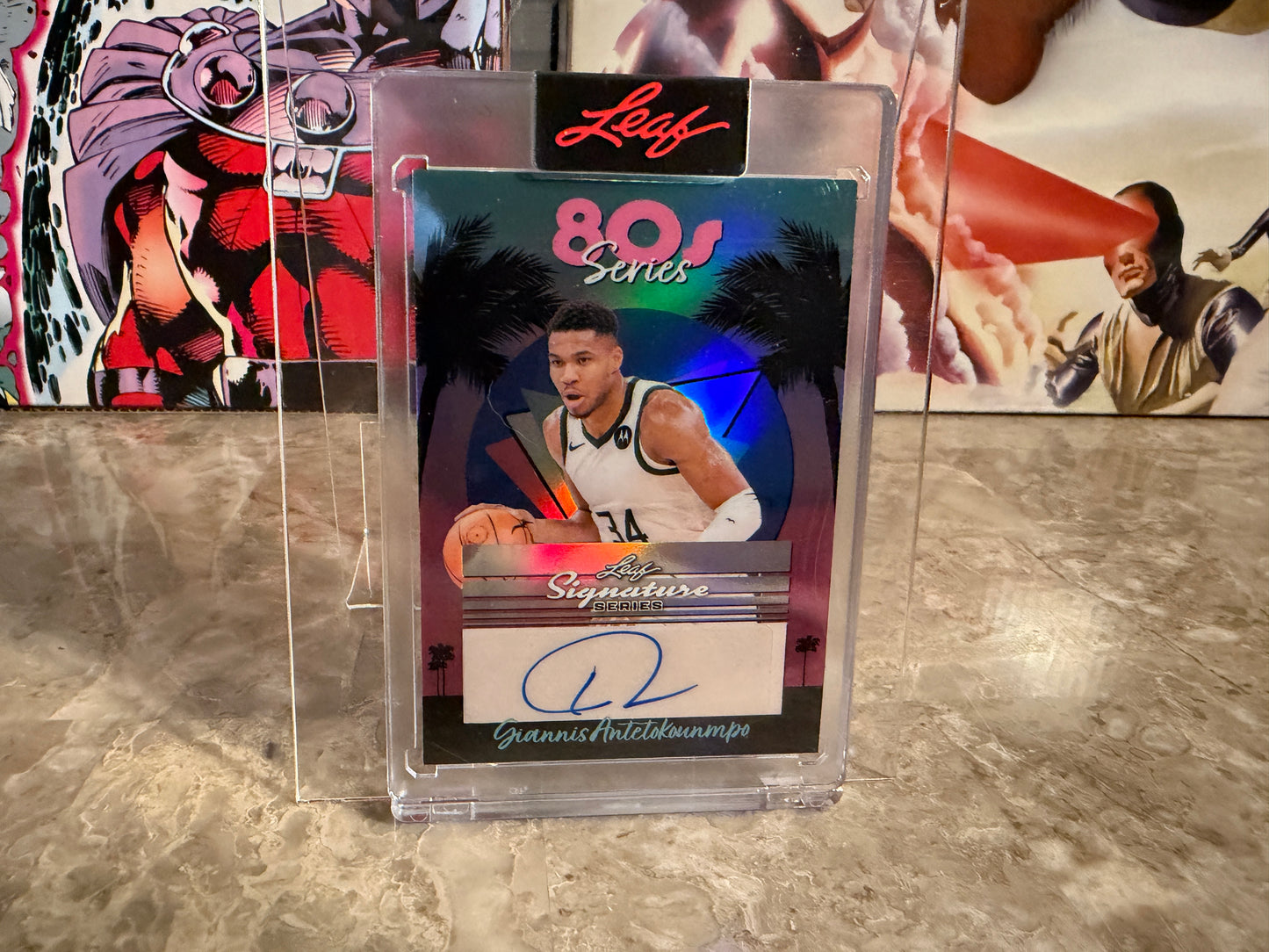 Giannis Antetokounmpo 2026 Leaf Signature Series 80s Auto 1/1 Miami Vice
