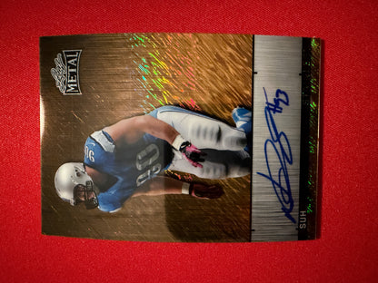 Ndamukong Suh 2026 Leaf Metal Football Stainless Auto Gold Shimmer 1/1
