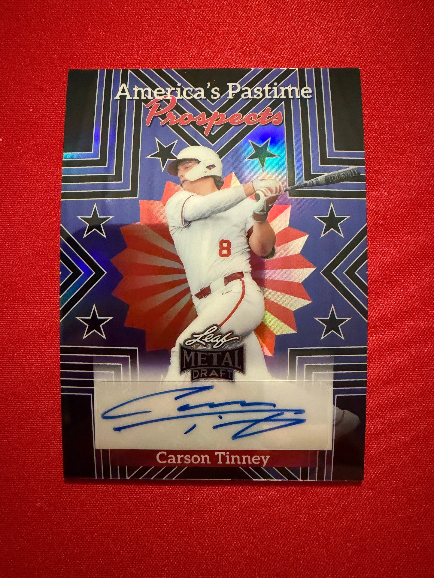 Carson Tinney 2026 Leaf Metal Draft Edition America’s Pastime Prospects Auto Black 1/1