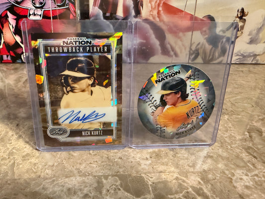 2026 Leaf Baseball Nation Nick Kurtz Auto /25 & Disc /65 2-Card Lot