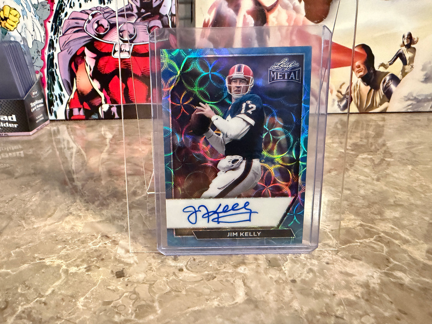 2026 Leaf Metal Football Jim Kelly On-Card Auto Blue Scope /5