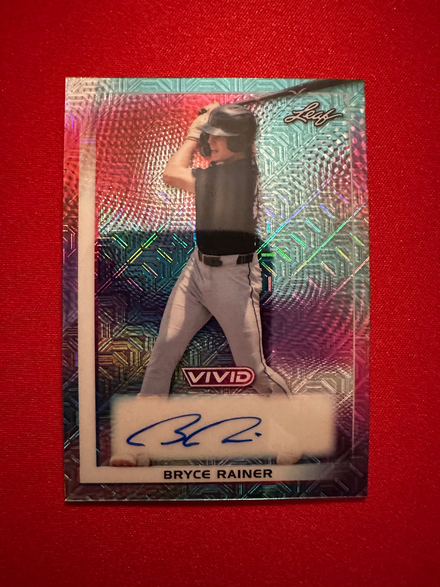 2026 Leaf Vivid Bryce Rainer Teal Techno Foil Auto 25/35 Tigers Top Prospect