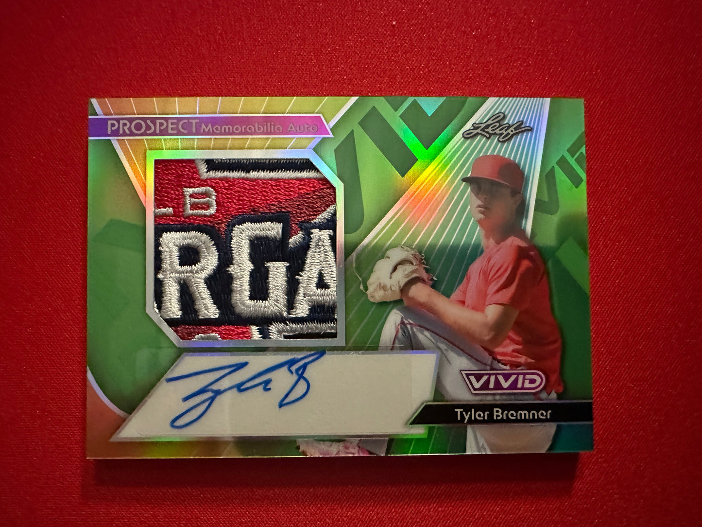 Tyler Bremner 2026 Leaf Vivid Prospect Patch AUTO /25 Angels #2 Pick