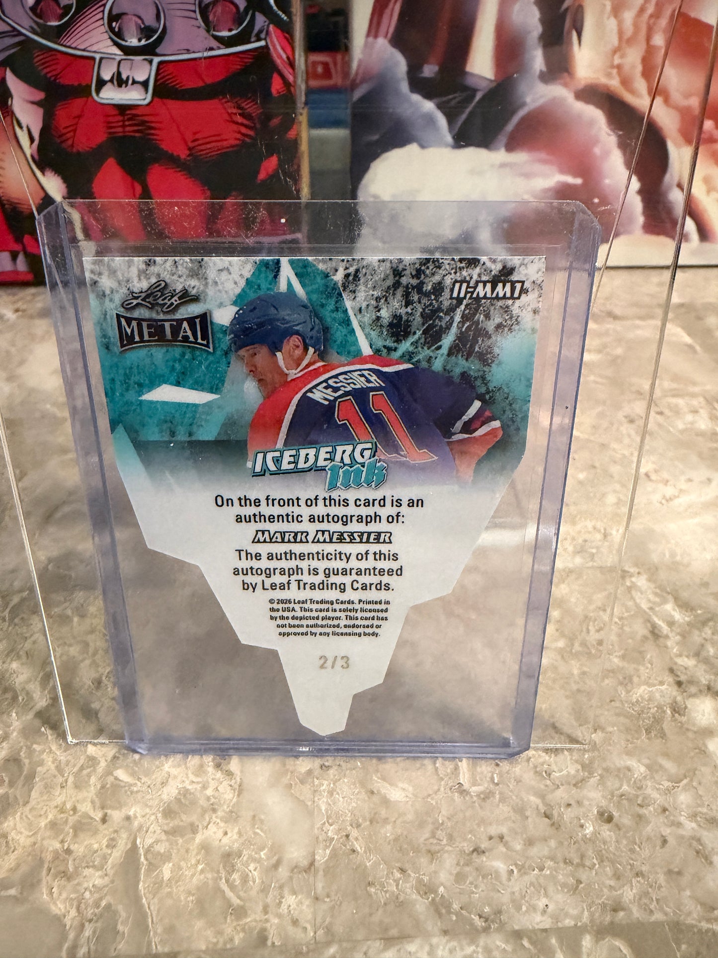 2026 Leaf Metal Hockey Iceberg Ink Blue Prismatic Mark Messier Auto 2/3