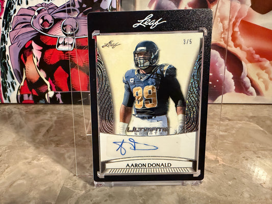 Aaron Donald 2026 Leaf Ultimate Sports Ultimate Signatures Auto Silver /5