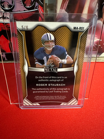 Roger Staubach 2026 Leaf Metal Auto /6 Dallas Cowboys HOF Low Number 🔥