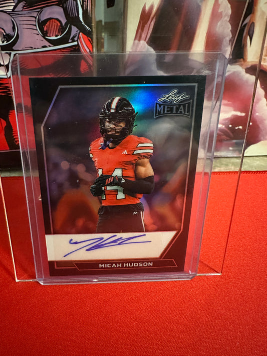 Micah Hudson Auto /2 2026 Leaf Metal Black Prismatic RC SP