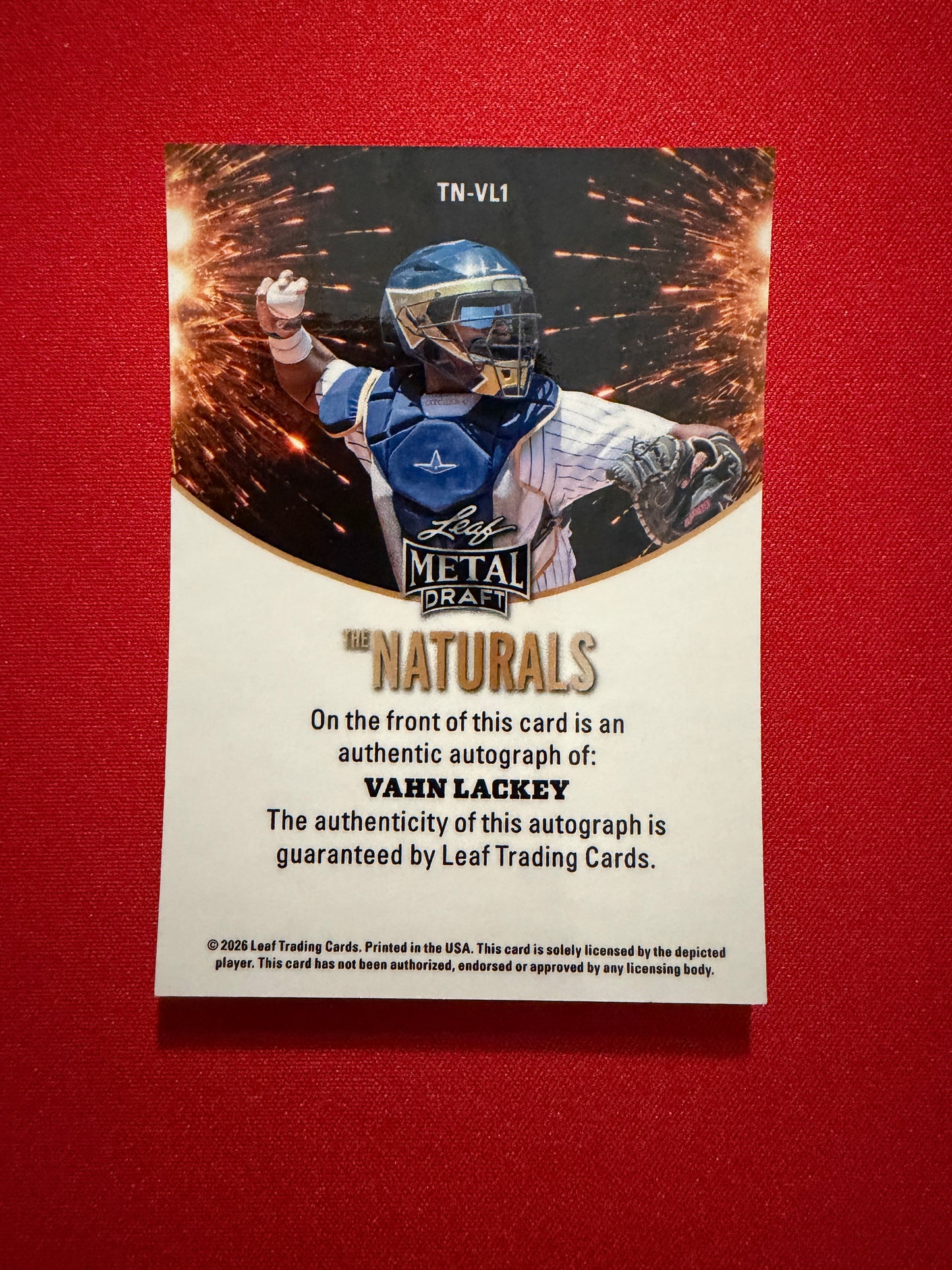 Vahn Lackey 2026 Leaf Metal Draft Edition Baseball Naturals Auto #TN-VL1