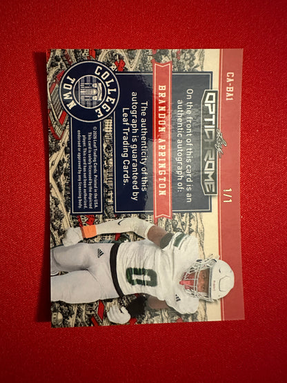 2026 Leaf Optichrome College Town Pink Crystal Brandon Arrington Autograph 1/1