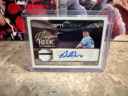Ben Hess 2025 Leaf Optichrome Baseball Prospect Relic Auto 10/10 Bookend