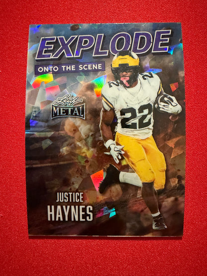 Justice Haynes 2026 Leaf Metal Football Explode Onto The Scene Crystal /7