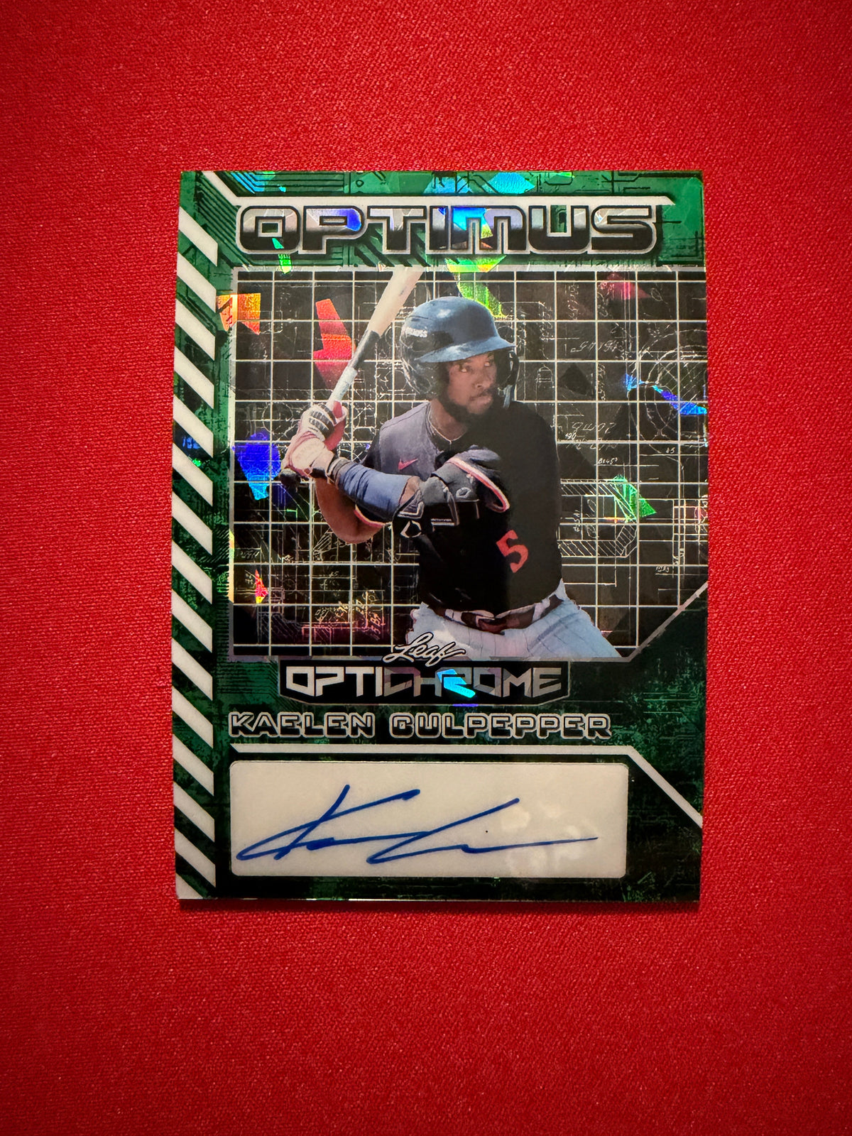 2025 Leaf Optichrome Baseball Kaelen Culpepper Optimus Auto Green Crystal /6