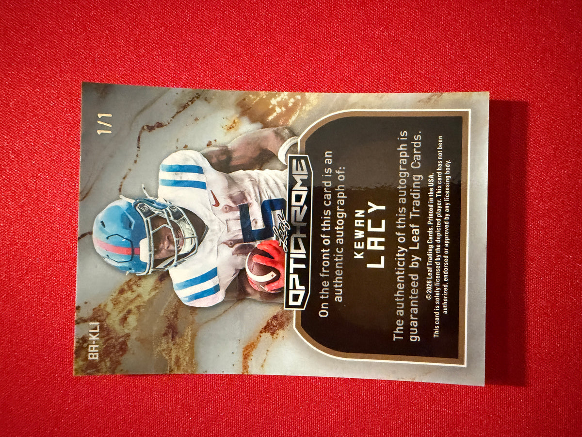 Kewan Lacy 2026 Leaf Optichrome Football Base Auto Gold Crystal 1/1