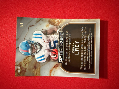 Kewan Lacy 2026 Leaf Optichrome Football Base Auto Gold Crystal 1/1