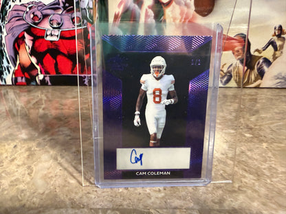 Cam Coleman 2026 Leaf Trinity Football Base Auto Purple Black 1/1