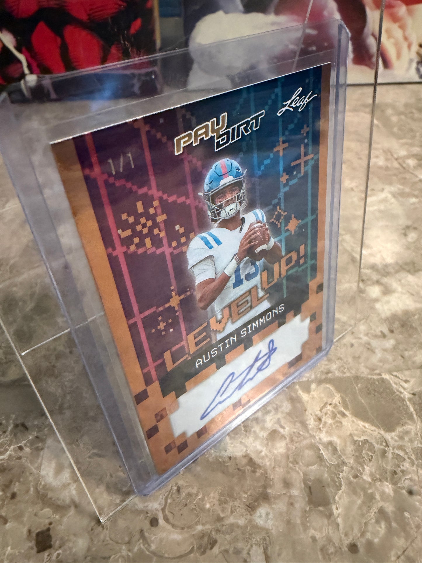 Austin Simmons 2026 Leaf Paydirt Football Level Up Autograph Gold 1/1