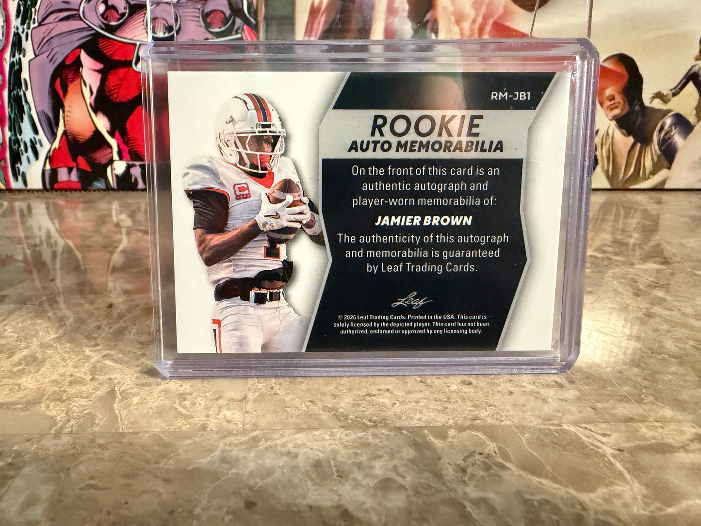 Jamier Brown 2026 Leaf Trinity Football Rookie Auto Memorabilia Patch Purple /15