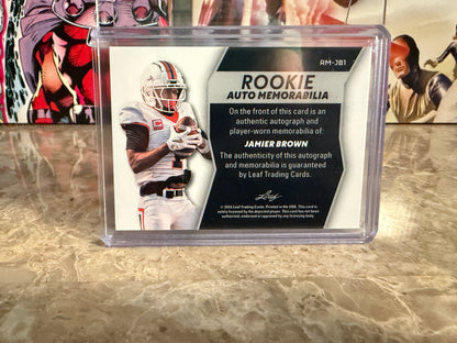 Jamier Brown 2026 Leaf Trinity Football Rookie Auto Memorabilia Patch Purple /15