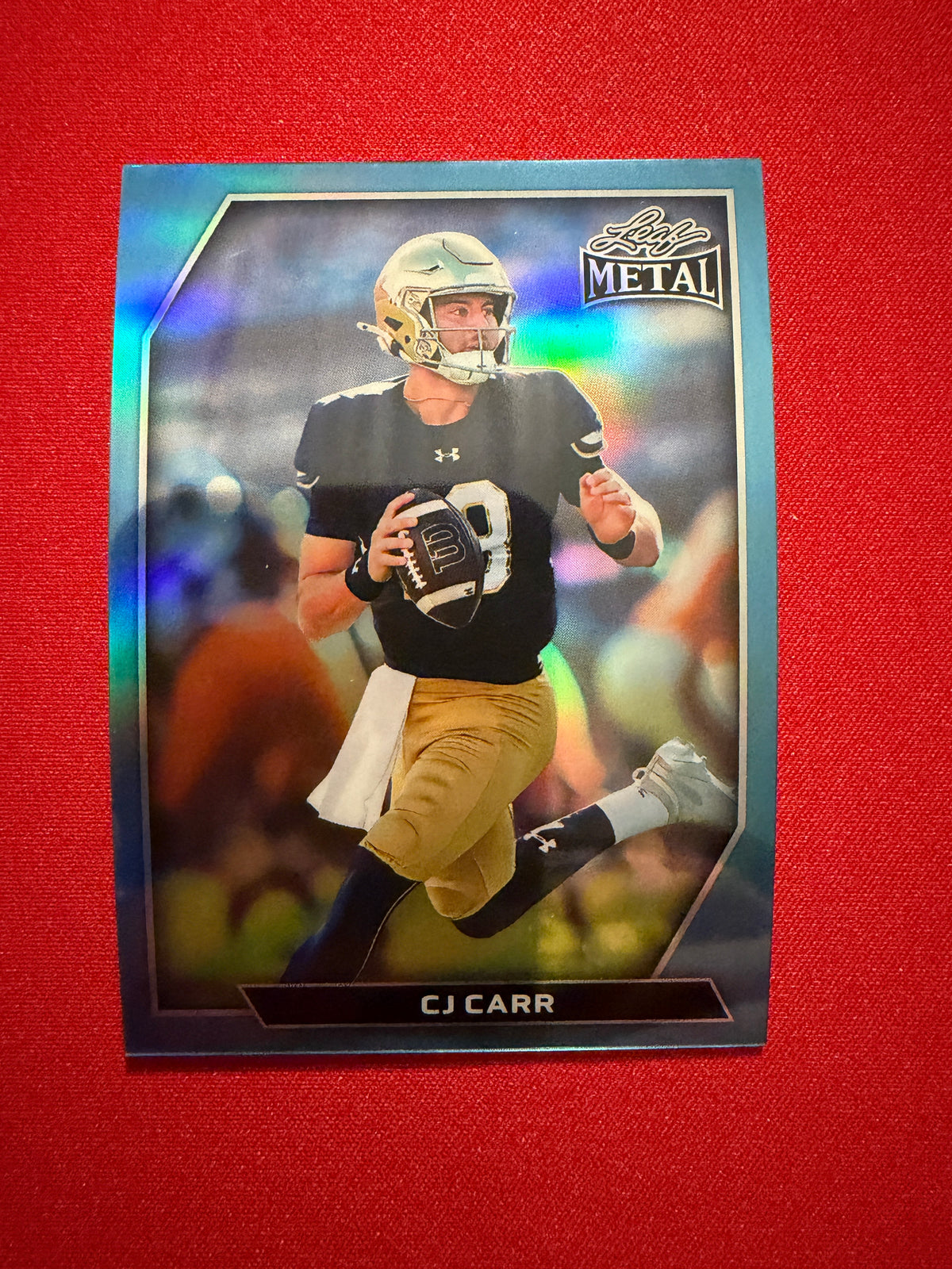 2026 Leaf Metal Football CJ Carr Base Platinum Prismatic /8