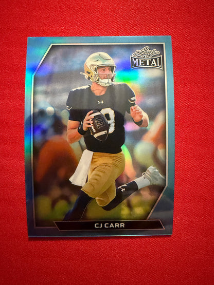 2026 Leaf Metal Football CJ Carr Base Platinum Prismatic /8