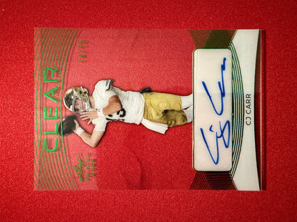 CJ Carr 2026 Leaf Trinity Football Clear Green Auto /15
