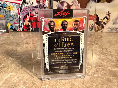 2026 Leaf Art of Sport Rule of 3 Sugar Ray Leonard Tommy Hearns Roy Jones Triple Auto