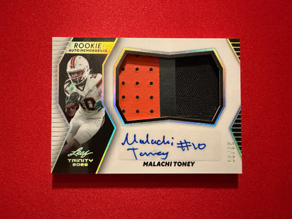 Malachi Toney 2026 Leaf Trinity Football Rookie Auto Memorabilia Multicolor Patch /25