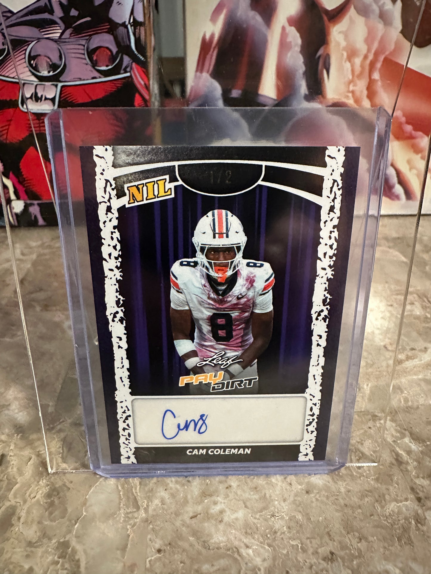 2026 Leaf Paydirt Cam Coleman Jumbo NIL Exclusive Purple Auto 1/2 Auburn