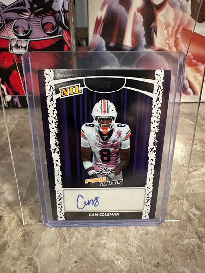 2026 Leaf Paydirt Cam Coleman Jumbo NIL Exclusive Purple Auto 1/2 Auburn