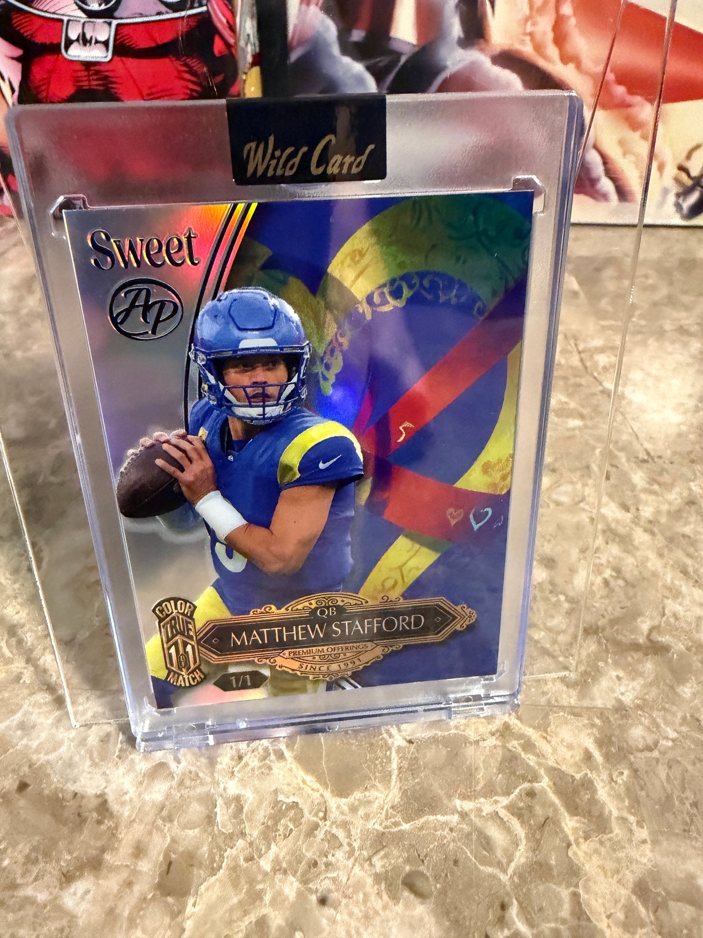 Matthew Stafford 2026 Wild Card Wild Art 1/1 Color Match Artist Proof 2-Card Lot