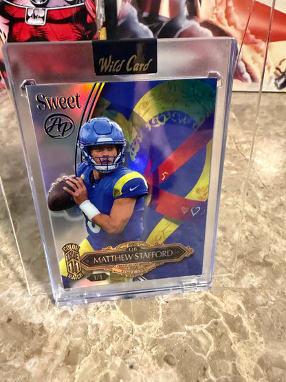 Matthew Stafford 2026 Wild Card Wild Art 1/1 Color Match Artist Proof 2-Card Lot