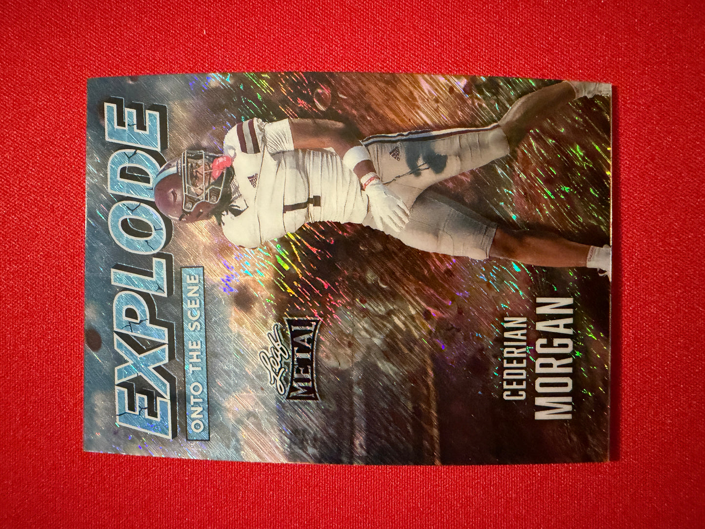 Cederian Morgan 2026 Leaf Metal Football Explode Onto The Scene Platinum /8