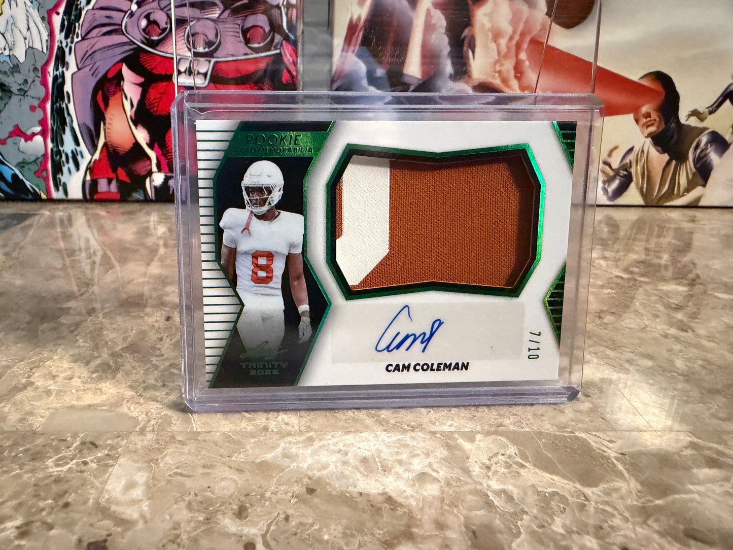 Cam Coleman 2026 Leaf Trinity Rookie Auto Memorabilia Multicolor Patch /10