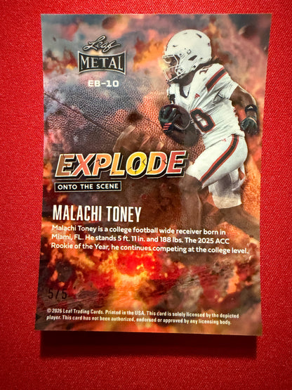 Malachi Toney 2026 Leaf Metal Explode Onto Scene Blue Shimmer 5/5